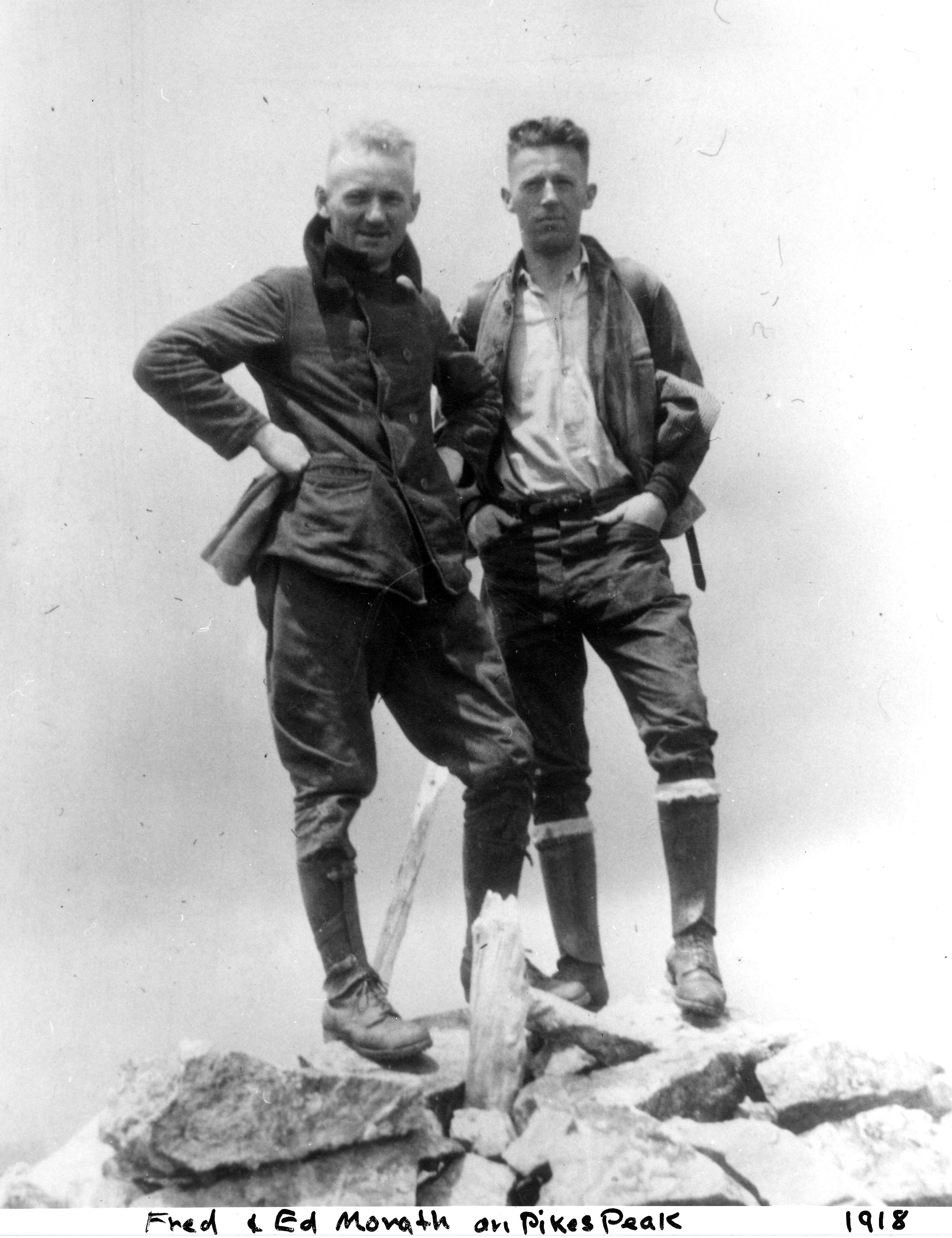 Fred and Ed Morath on Pikes Peak 1918, Pioneers Museum